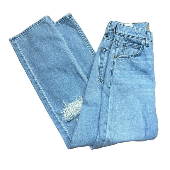 Mother Busted Knee Straight Jeans SIZE 24 The Tippy Top Sweet Tooth Rigid Denim - Picture 2 of 10